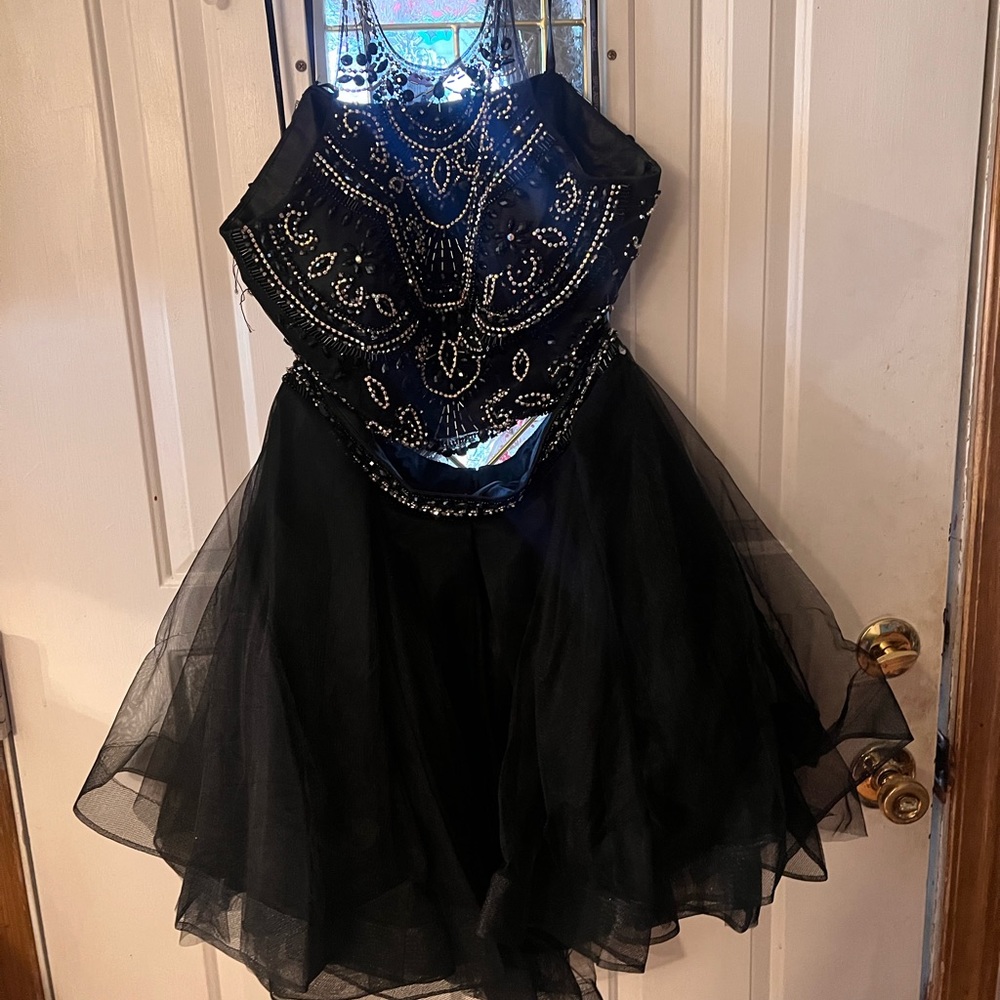 Two piece black homecoming dress